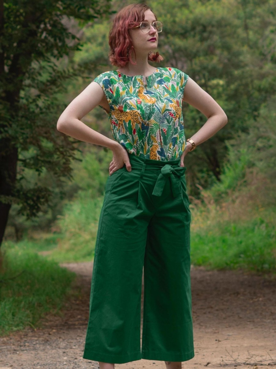 Women Origami Doll | Zoey Pants-Green (Size 14 Only)