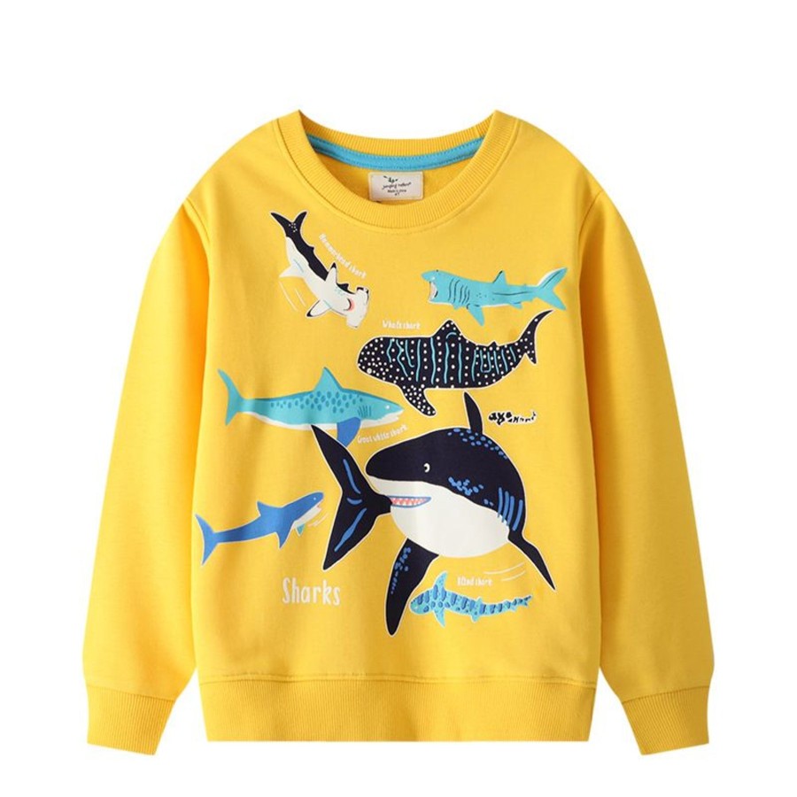 Kids Origami Doll | Sharks Glow In The Dark Pullover (Last One/7 Yrs Old)