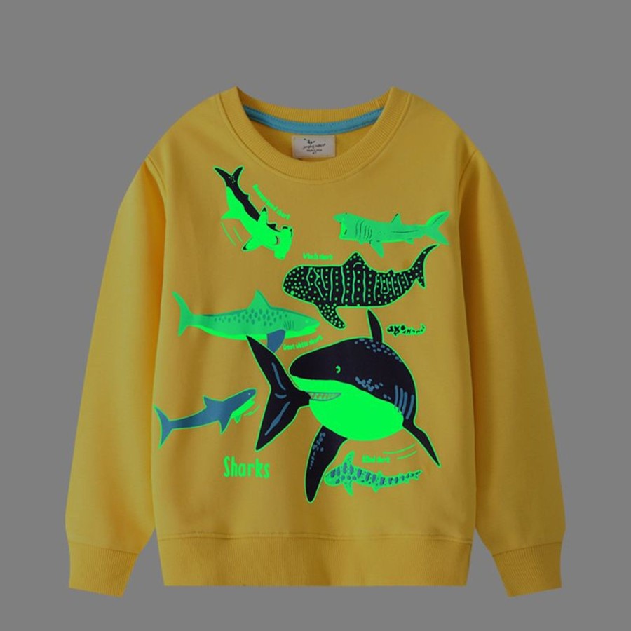 Kids Origami Doll | Sharks Glow In The Dark Pullover (Last One/7 Yrs Old)