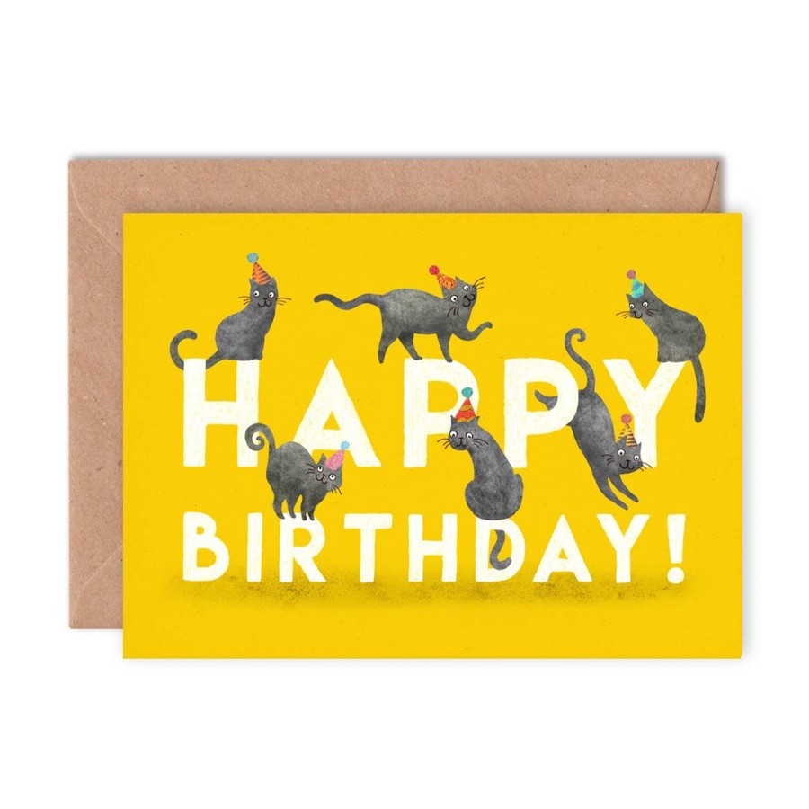 Homestyle Emily Nash Illustration | Happy Birthday Cats Single Greeting Card