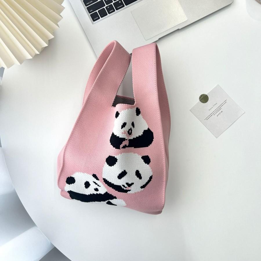 Bags Origami Doll | Handmade Knit Tote Bag-Panda