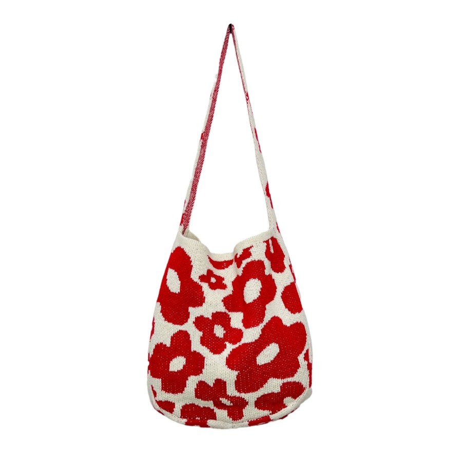 Bags Origami Doll | Handmade Knit Tote Bag-Poppy