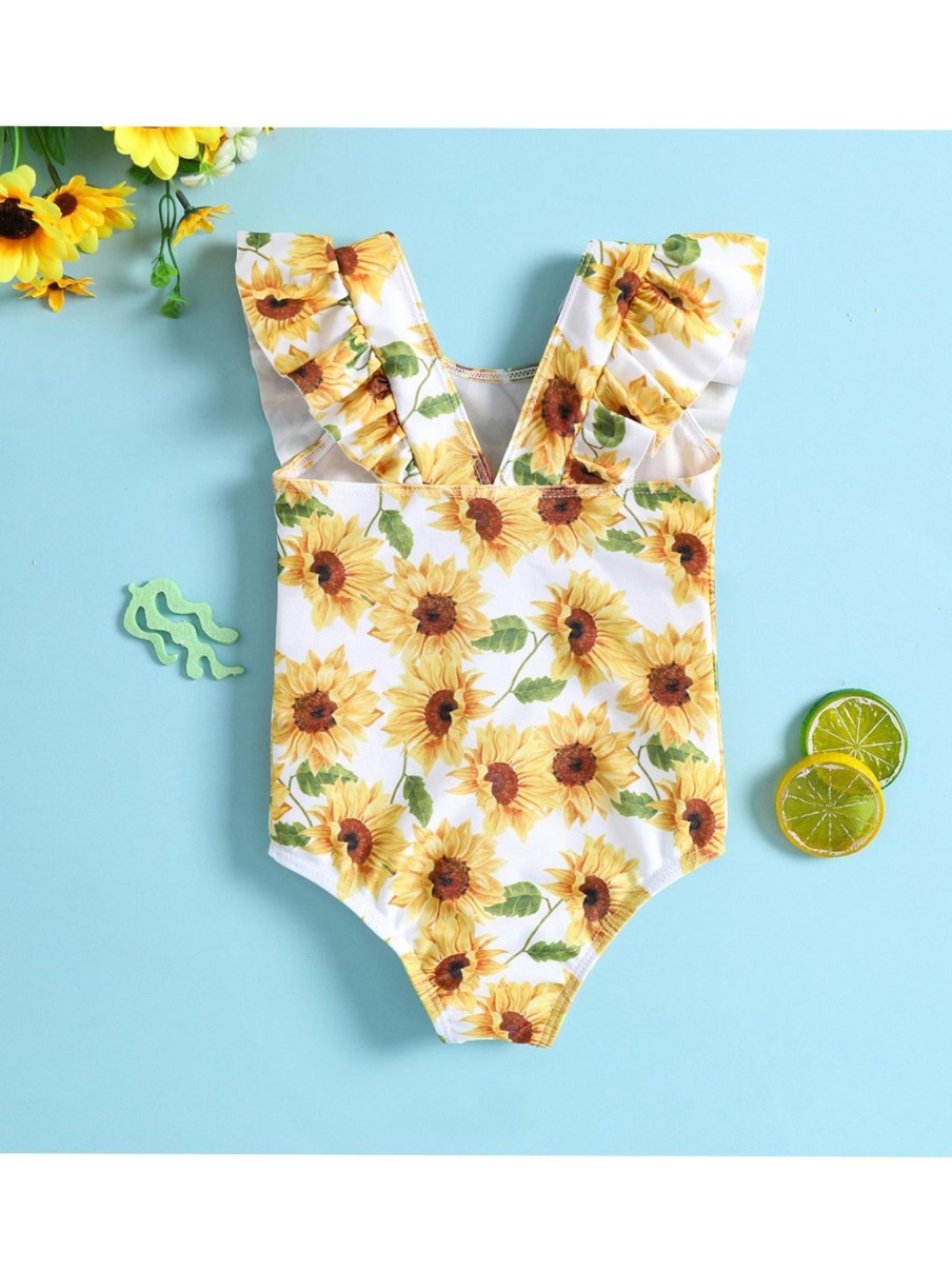 Kids Origami Doll | Sunflower Print Kids Swimsuit