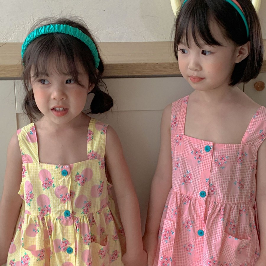 Kids Origami Doll | Polka Dot Rose Sleeveless Girls Dress-Pink (Low In Stock/Size 90 & 110 Left)