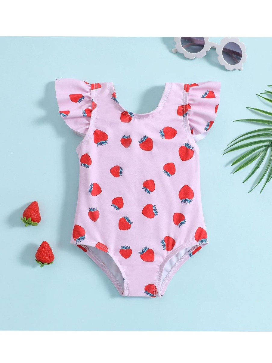 Kids Origami Doll | Strawberry Print Kids Swimsuit