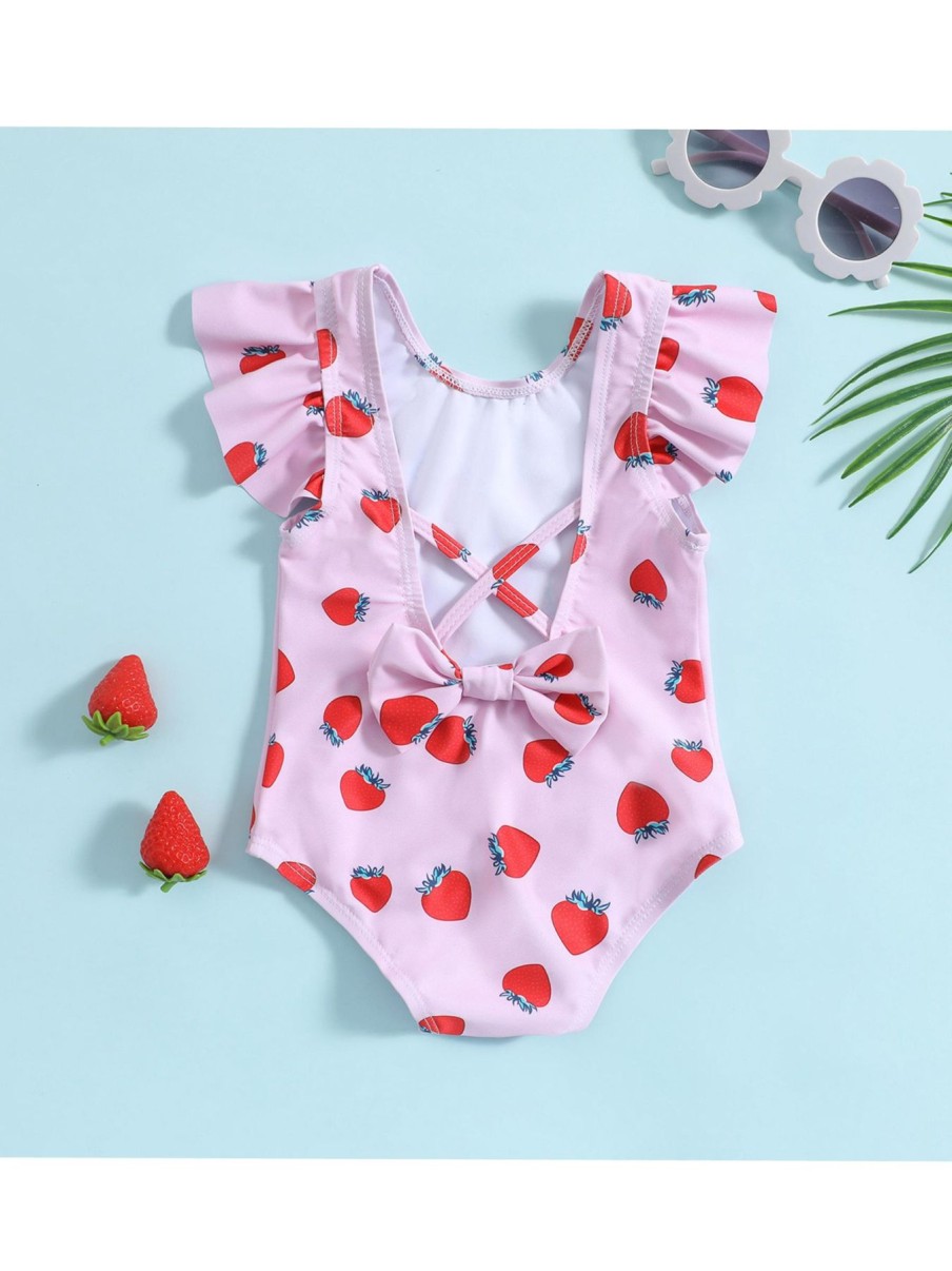 Kids Origami Doll | Strawberry Print Kids Swimsuit