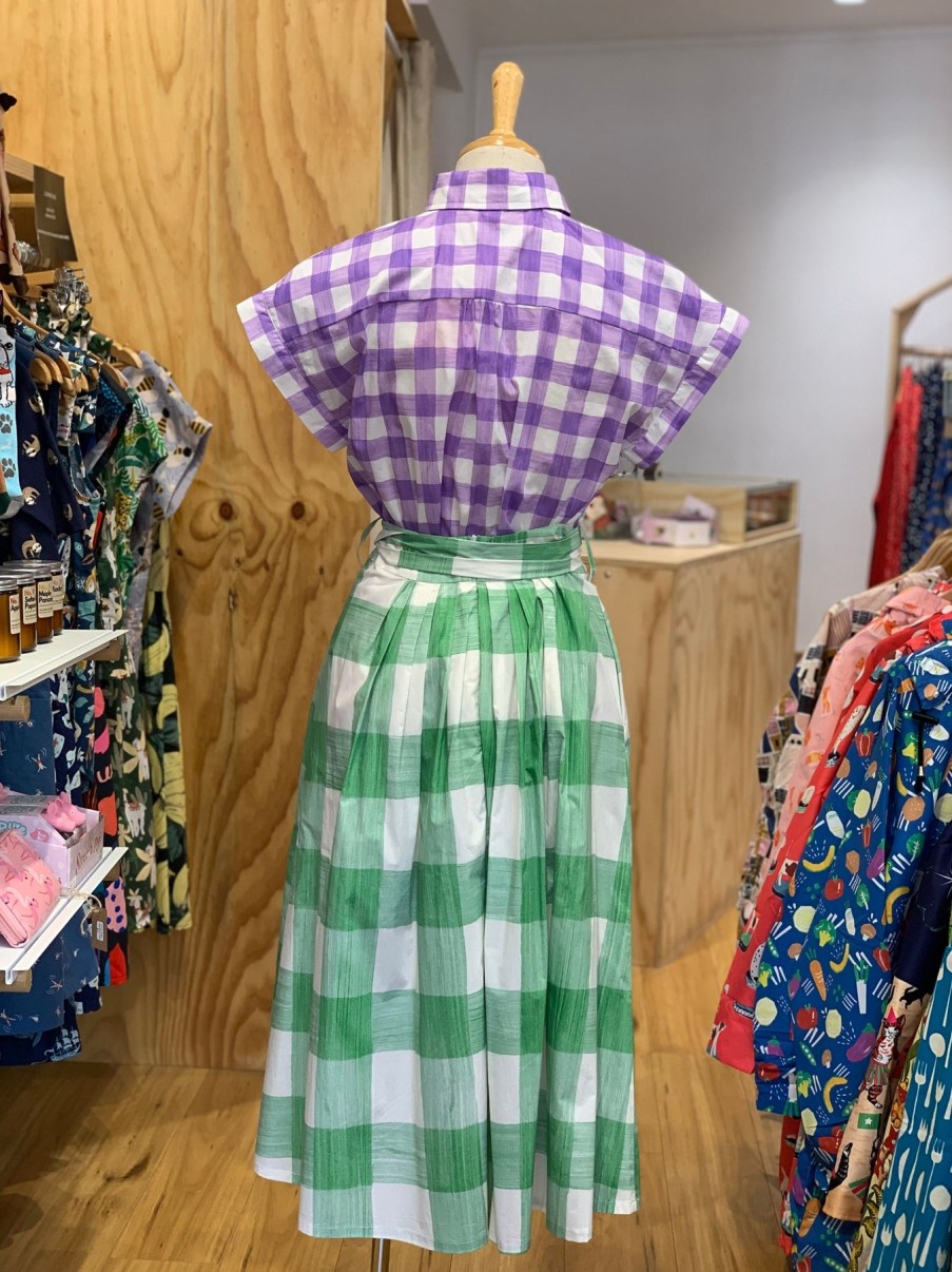 Women Origami Doll | Camila Skirt-Green Plaid (Low In Stock/Size 6&14)