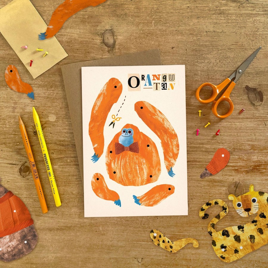 Homestyle Emily Nash Illustration | Orangutan Split Pin Puppet A5 Greeting Card