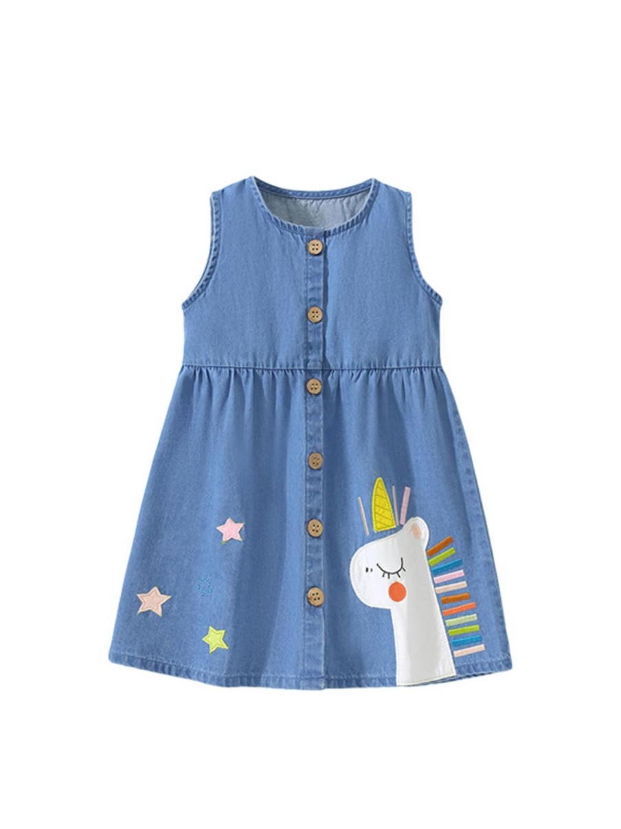 Kids Origami Doll | Unicorn Denim Dress