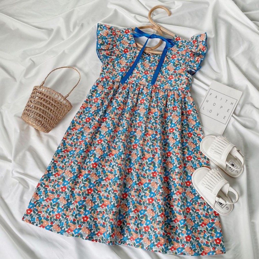 Kids Origami Doll | Vintage Floral Sleeveless Girls Dress ( Low In Stock/Size 90 & 110 Left)