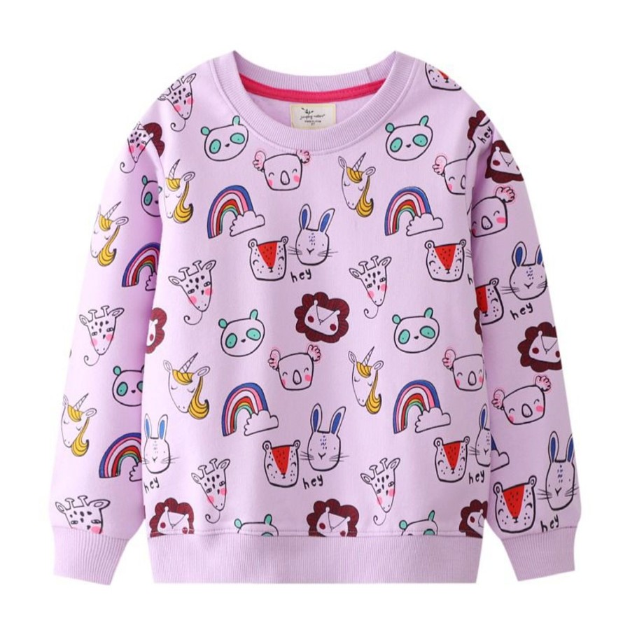 Kids Origami Doll | Purple Animals Pullover (Low In Stock/6 & 7 Yrs Old)