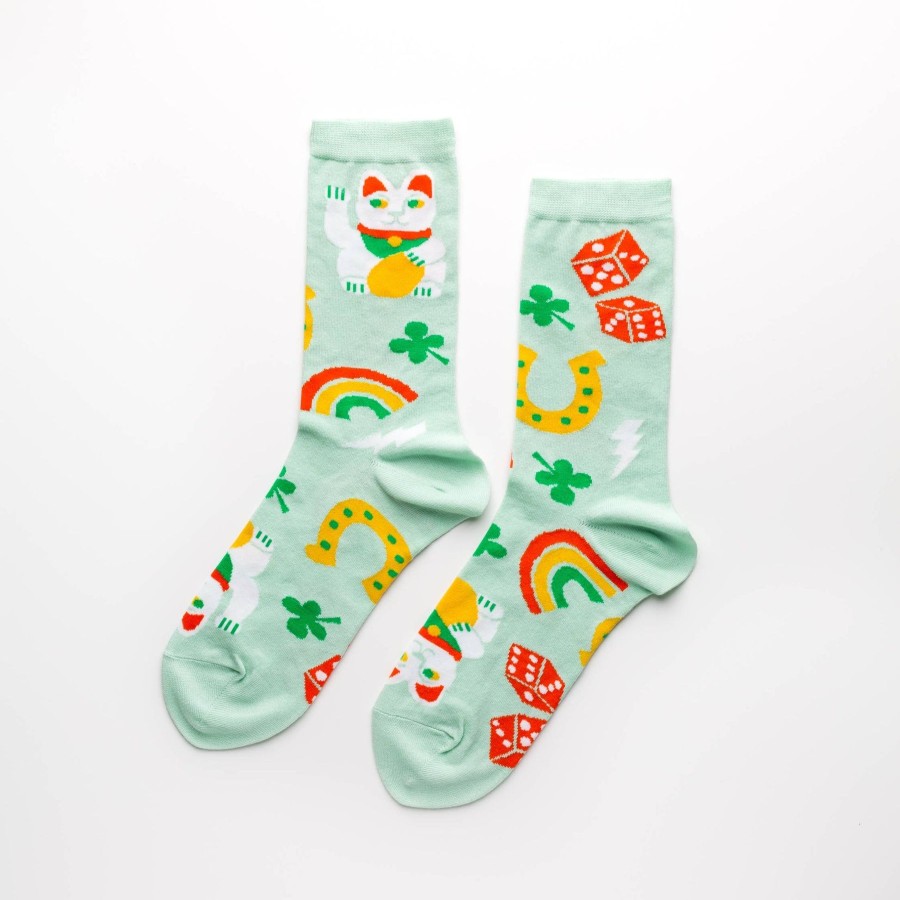 Homestyle Yellow Owl Workshop | Yellow Owl Workshop Women'S-Lucky Cat & Clover Crew Socks