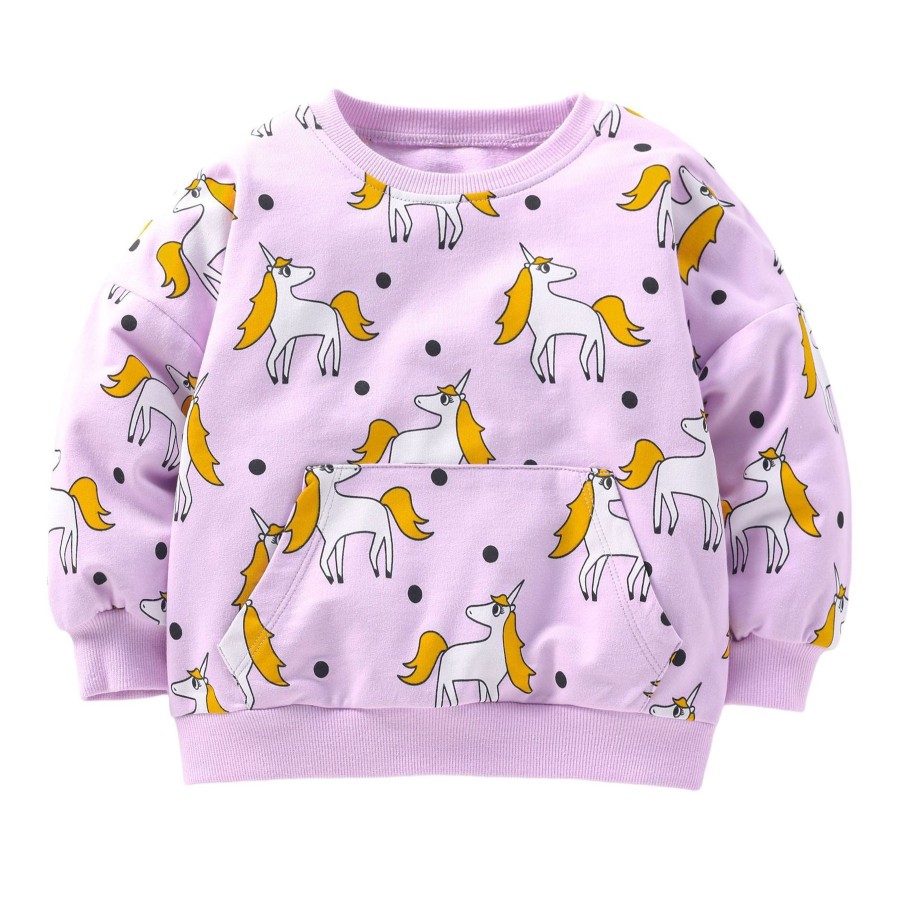 Kids Origami Doll | Purple Unicorns Polkadot Pullover (Low In Stock/2&7 Yrs Old)