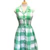 Women Origami Doll | Grandma'S Attic Dress-Green Plaid (Size 8 & 10)