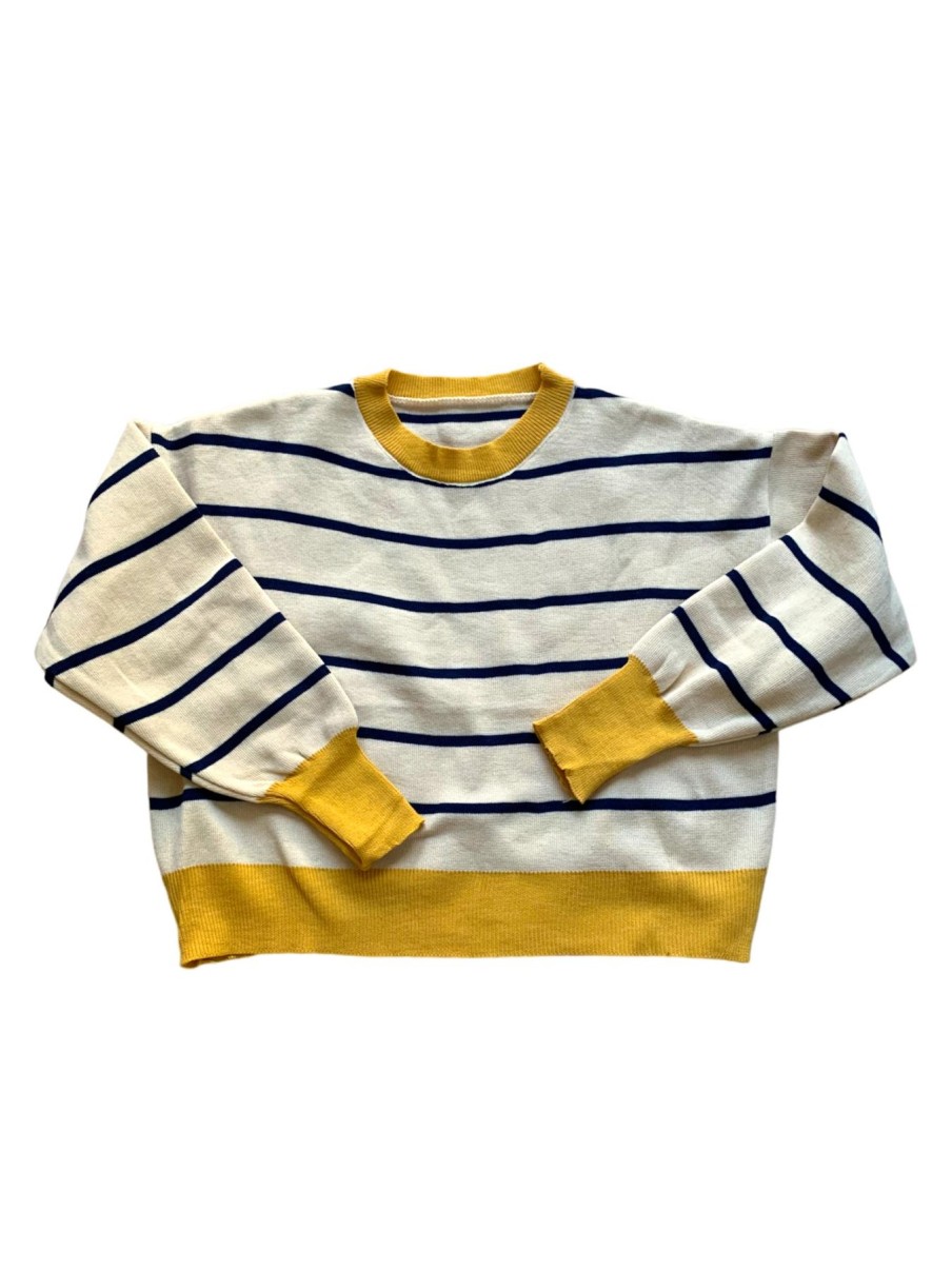 Women Origami Doll | Retro Stripe Cropped Pullover