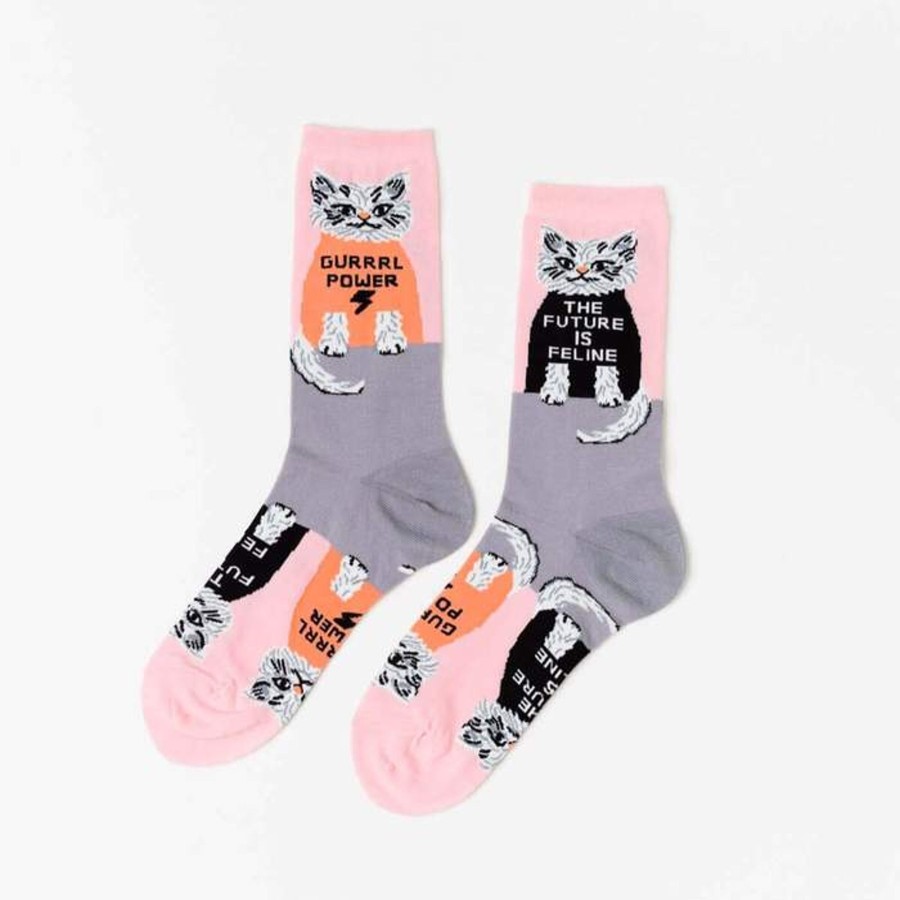 Homestyle Yellow Owl Workshop | Yellow Owl Workshop Women'S-Future Is Feline Cat Crew Socks