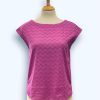 Women Origami Doll | Lindsey Top Zig Zag-Embroidered Magenta