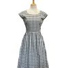 Women Origami Doll | Life Is Picnic Dress-Black & White Gingham