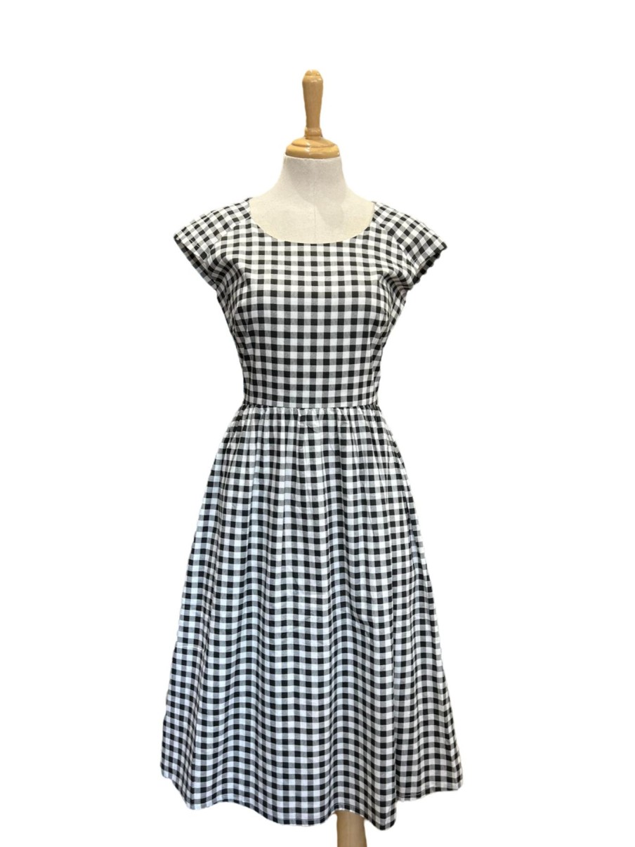 Women Origami Doll | Life Is Picnic Dress-Black & White Gingham