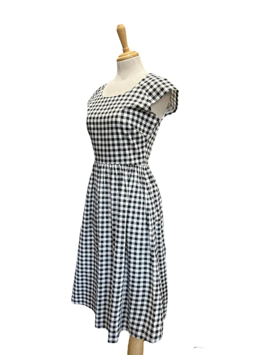 Women Origami Doll | Life Is Picnic Dress-Black & White Gingham