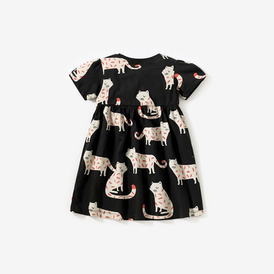 Kids Origami Doll | Black Cool Cats Cotton Girls Dress