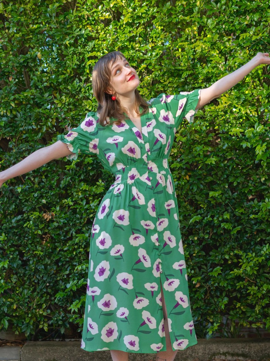 Women Origami Doll | Phoebe Dress-Floral Green