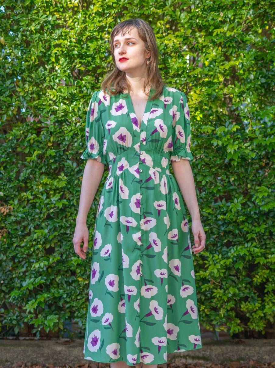 Women Origami Doll | Phoebe Dress-Floral Green