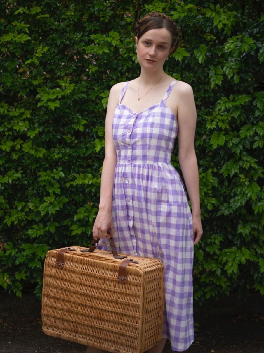 Women Origami Doll | Penelope Dress-Lilac Plaid