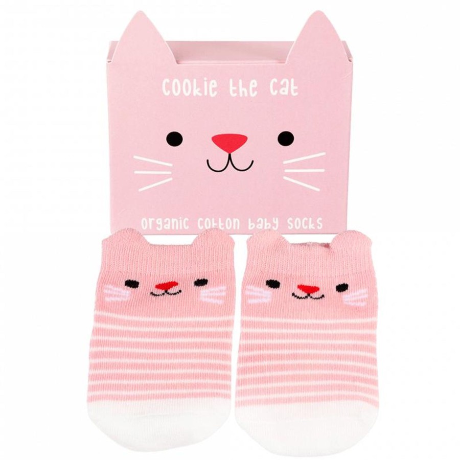 Homestyle Rex London | Rex Pair Of Baby Socks-Cookie The Cat (One Pair)