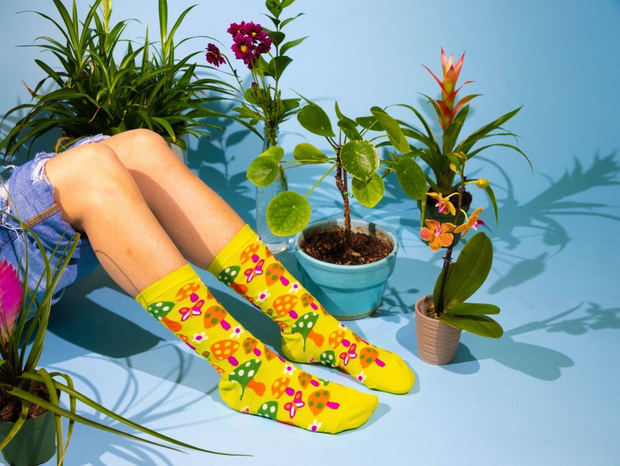 Homestyle Yellow Owl Workshop | Mushroom Butterfly Socks-Women'S 1970S Inspired Crew Socks