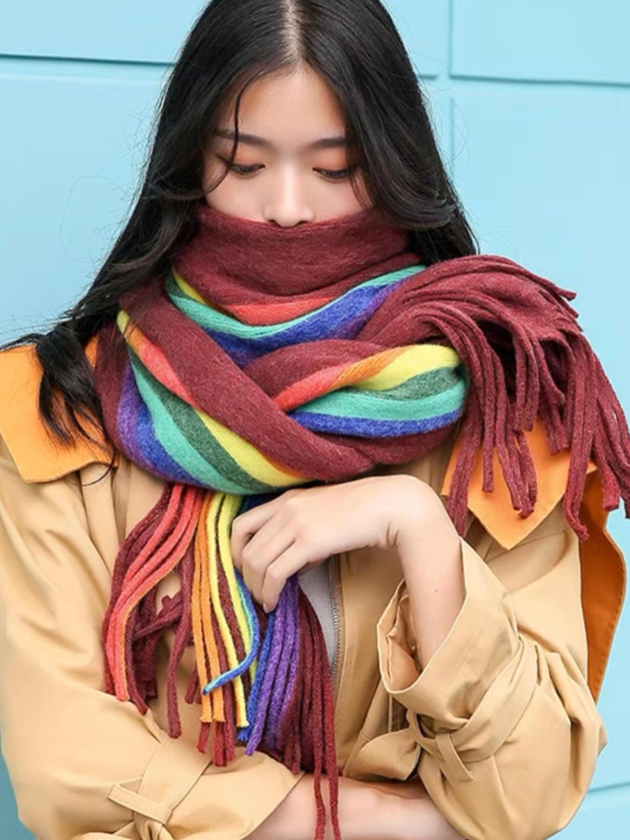 Homestyle Origami Doll | Rainbow Knit Scarves