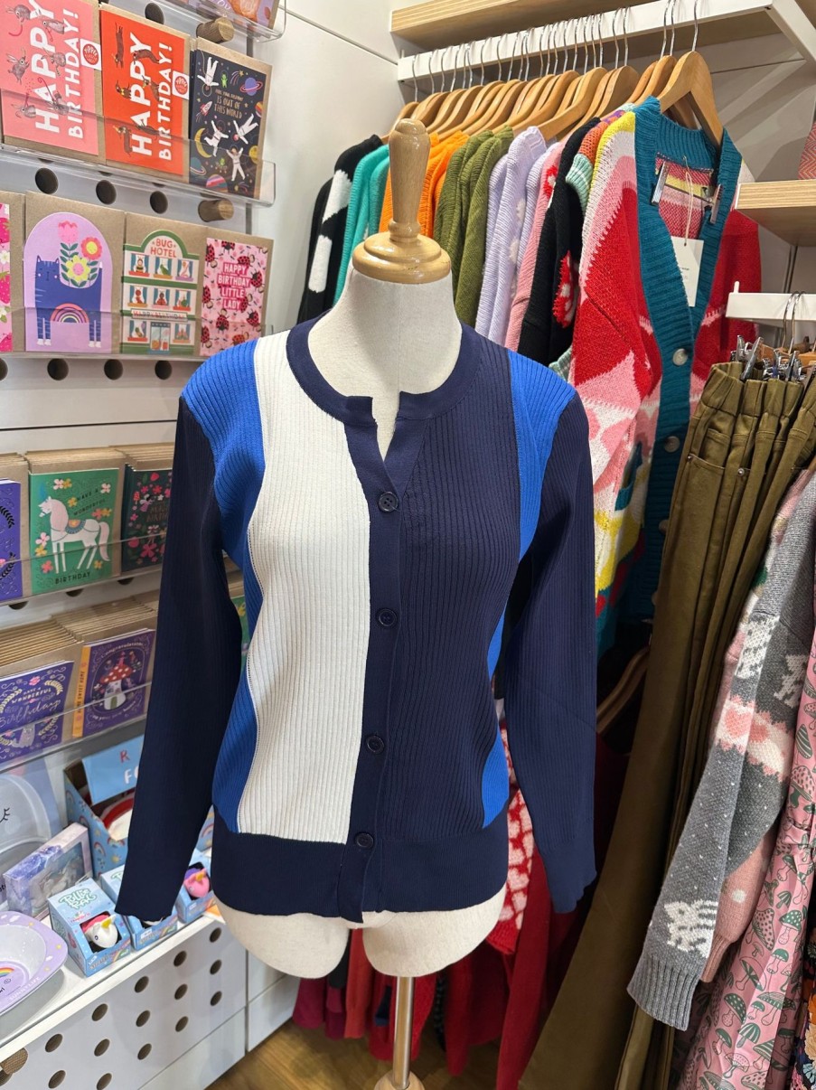 Women Origami Doll | Colour Block Strip Cardigan