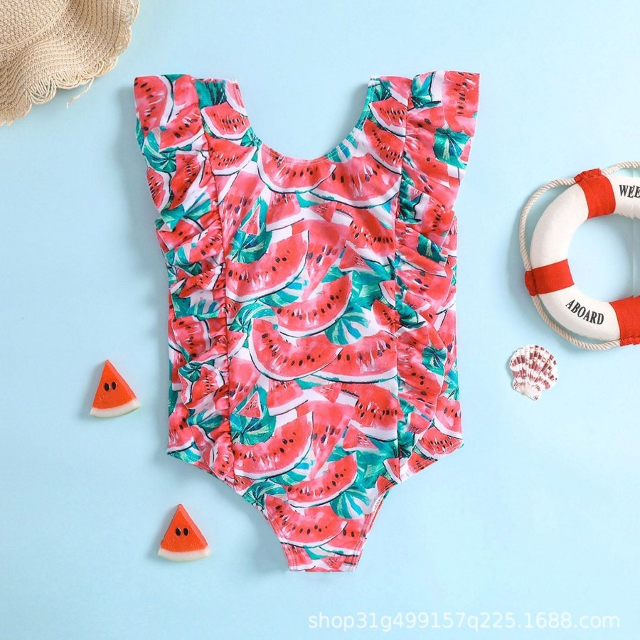 Kids Origami Doll | Watermelon Print Kids Swimsuit