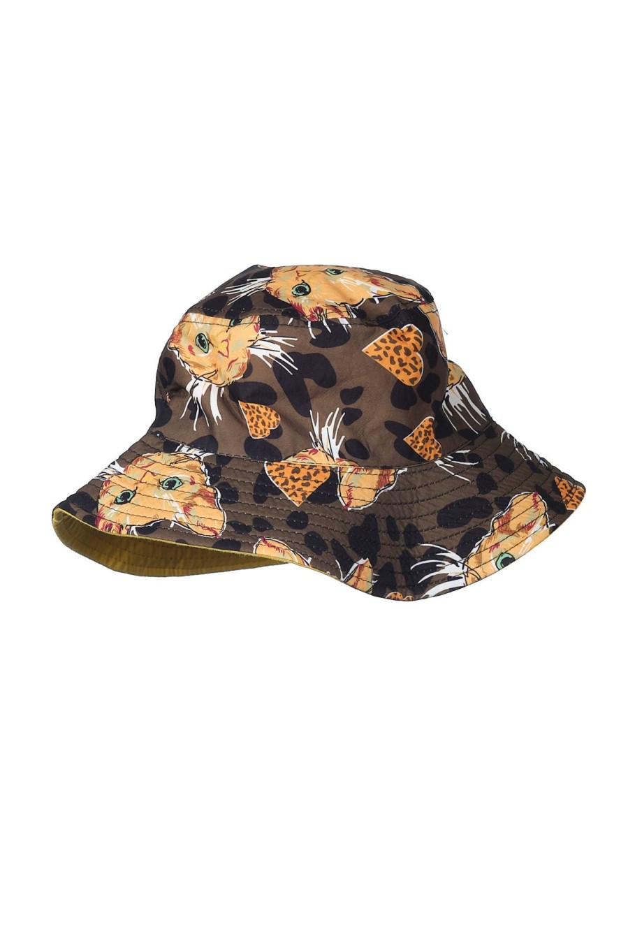 Homestyle Origami Doll | Reversible Adult Bucket Hat-Cat Yellow