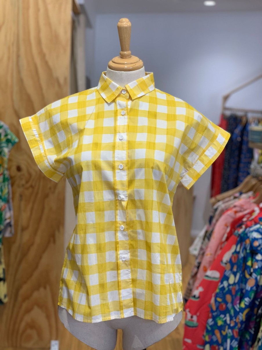 Women Origami Doll | The Plaid Top-Yellow