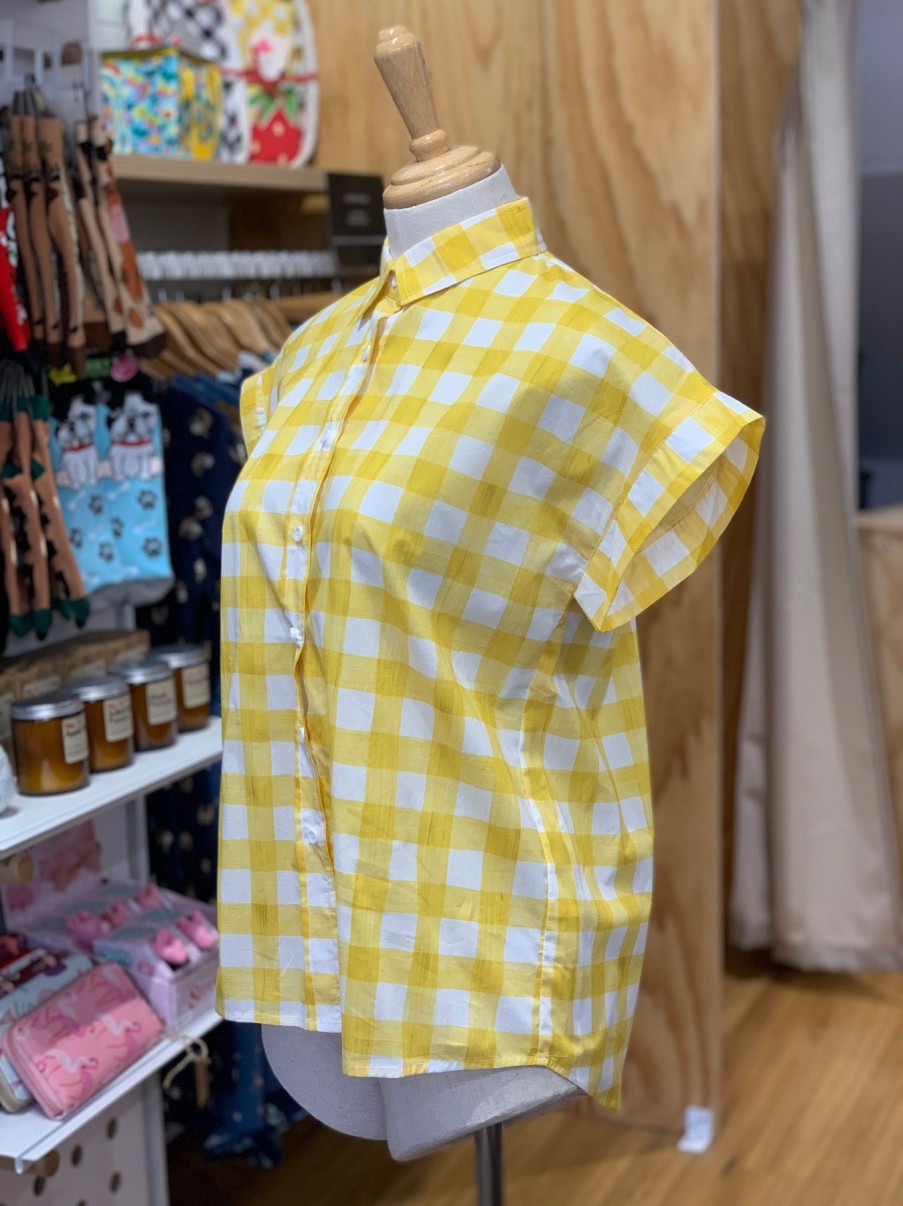 Women Origami Doll | The Plaid Top-Yellow