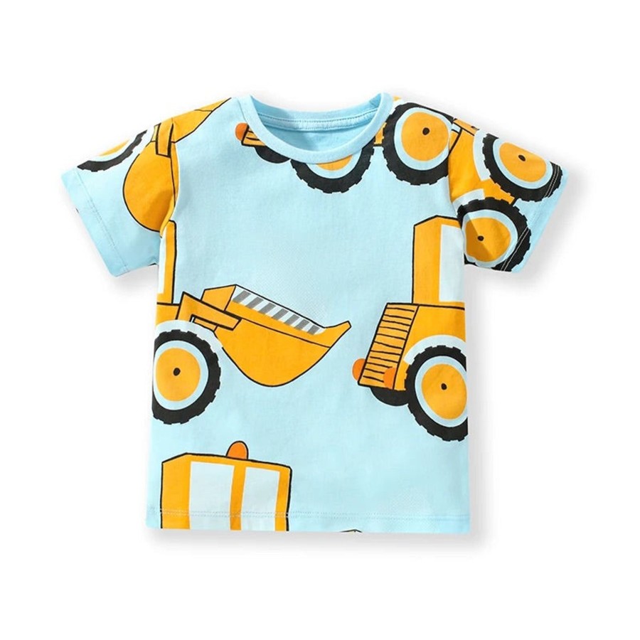 Kids Origami Doll | Yellow Construction Trucks Tee