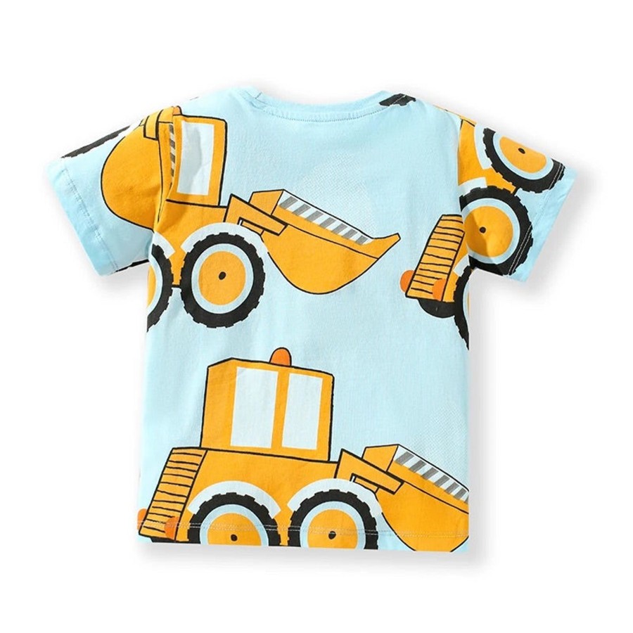 Kids Origami Doll | Yellow Construction Trucks Tee