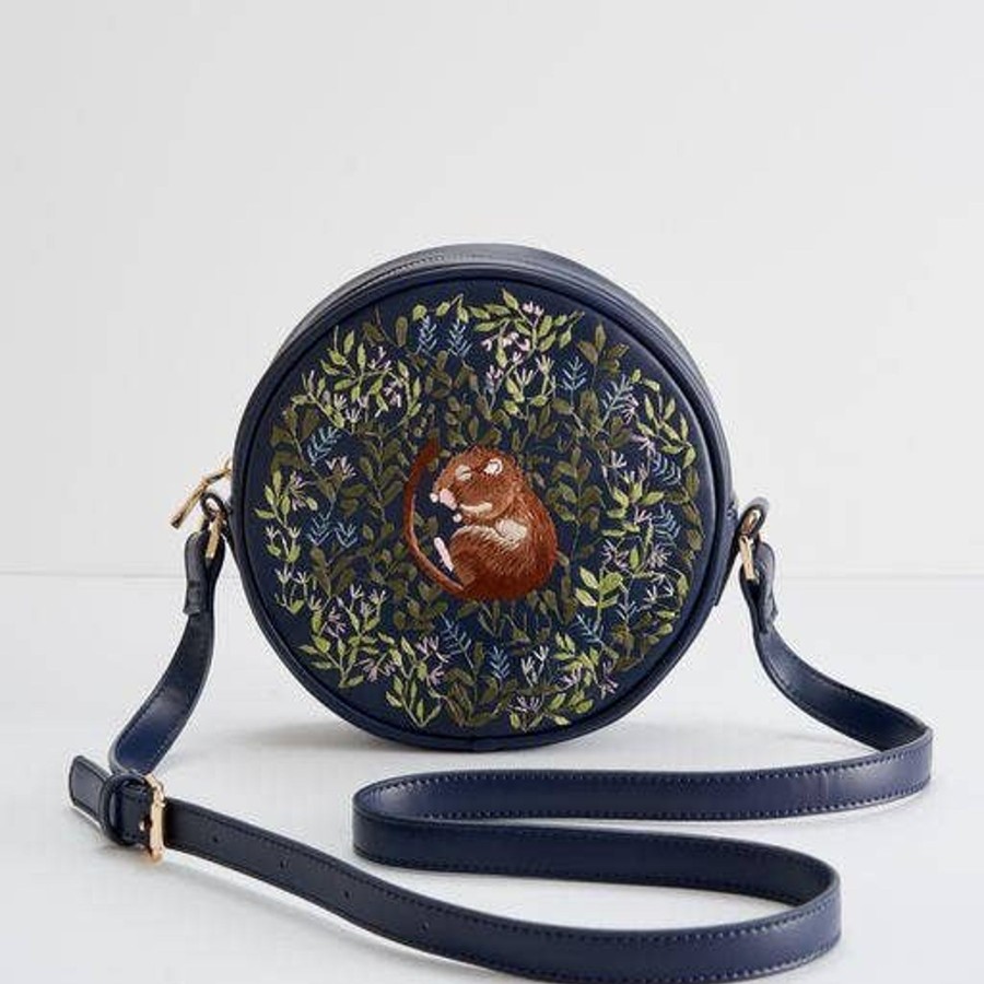 Bags Fable England | Fable Chloe Circle Bag Embroidered Dormouse Navy