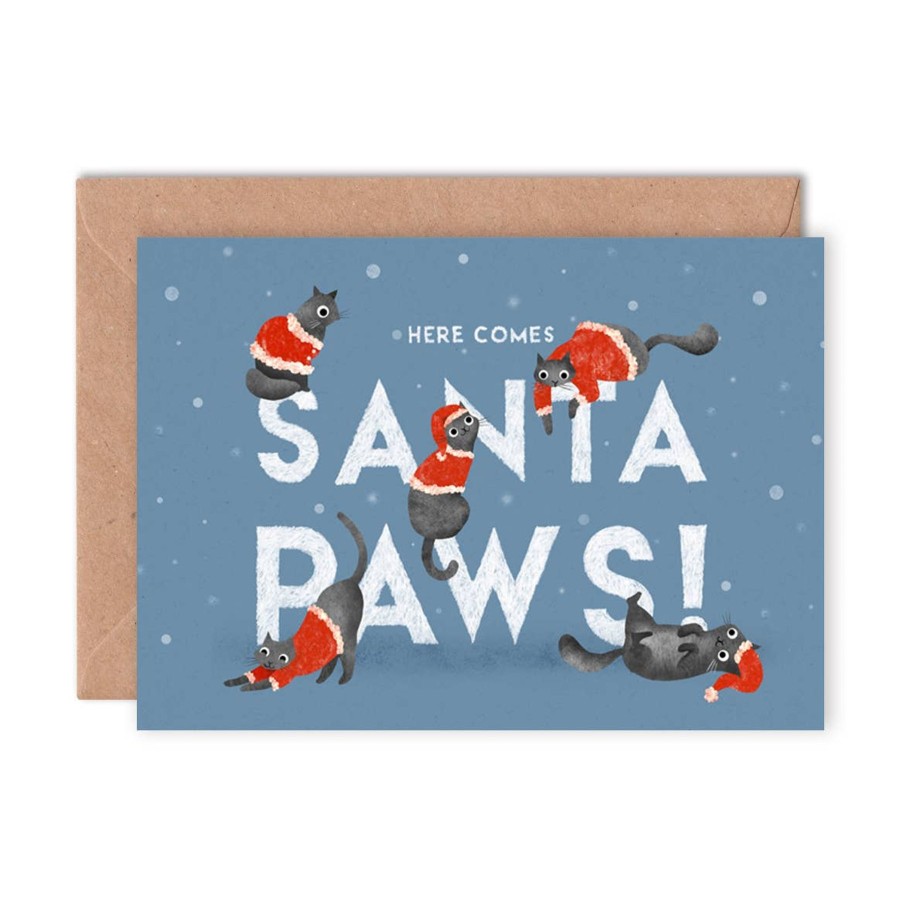 Homestyle Emily Nash Illustration | Santa Paws Cat Greeting Card