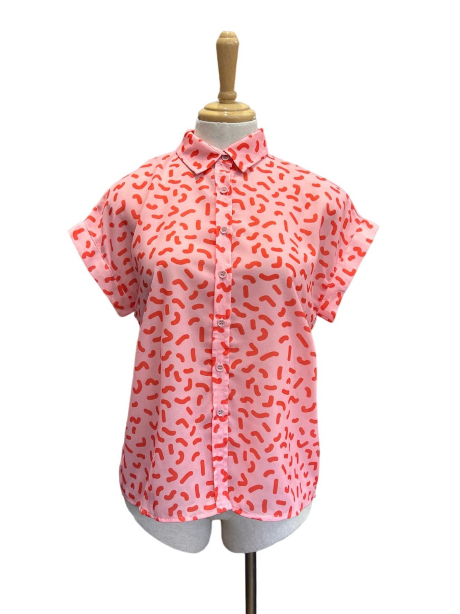 Women Origami Doll | Fun Squiggles Top-Pink