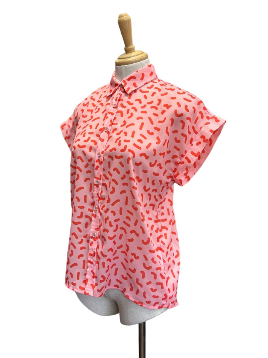 Women Origami Doll | Fun Squiggles Top-Pink