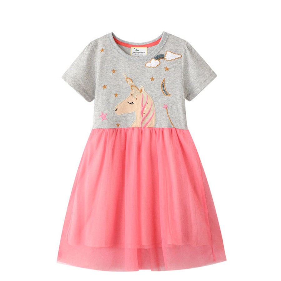 Kids Origami Doll | Unicorn Tutu Girls Dress-Grey ( Low In Stock/2 &5 Yrs Old)