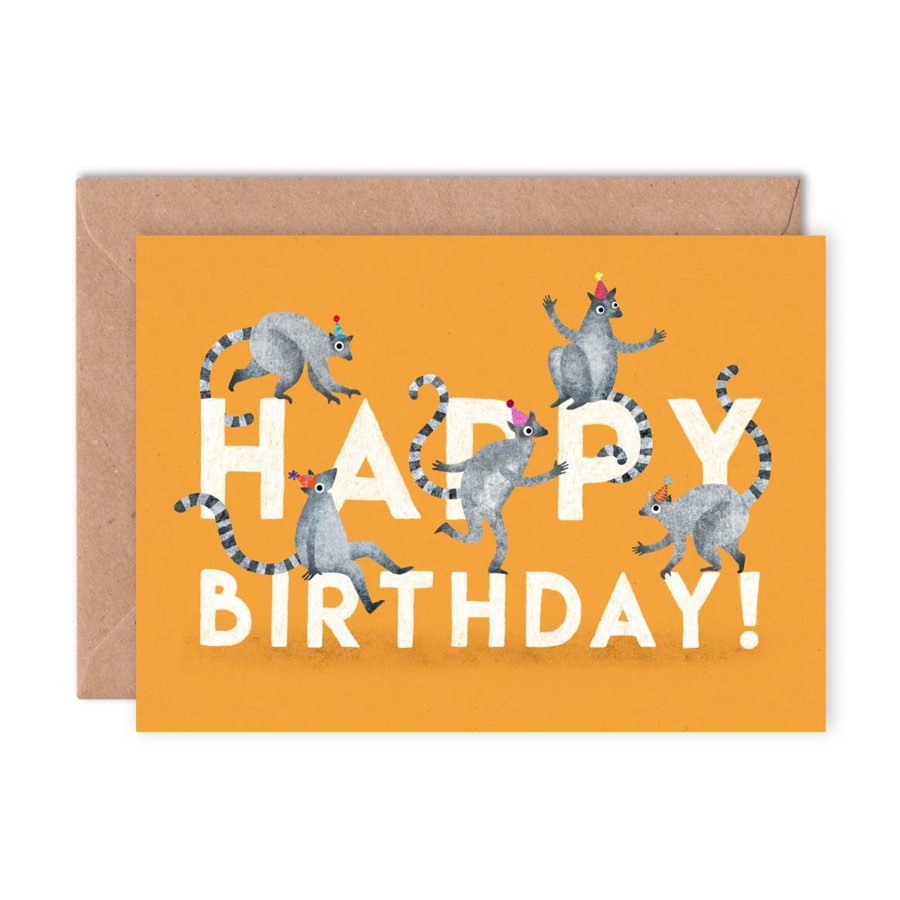 Homestyle Emily Nash Illustration | Birthday Lemurs Single Greeting Card