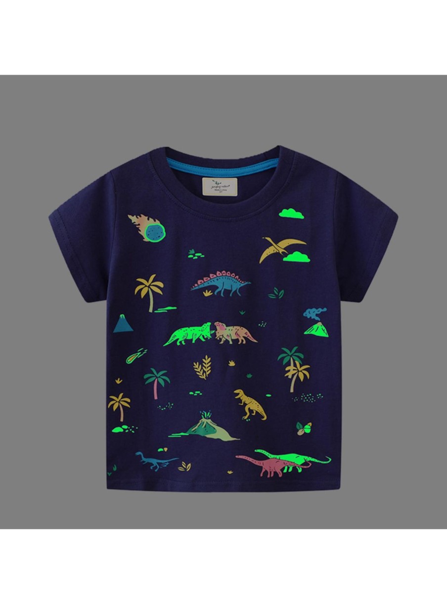 Kids Origami Doll | Glow In The Dark Prehistoric Dinosaur Tee Kids