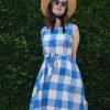 Women Origami Doll | Spring Blooming Dress-Blue Plaid