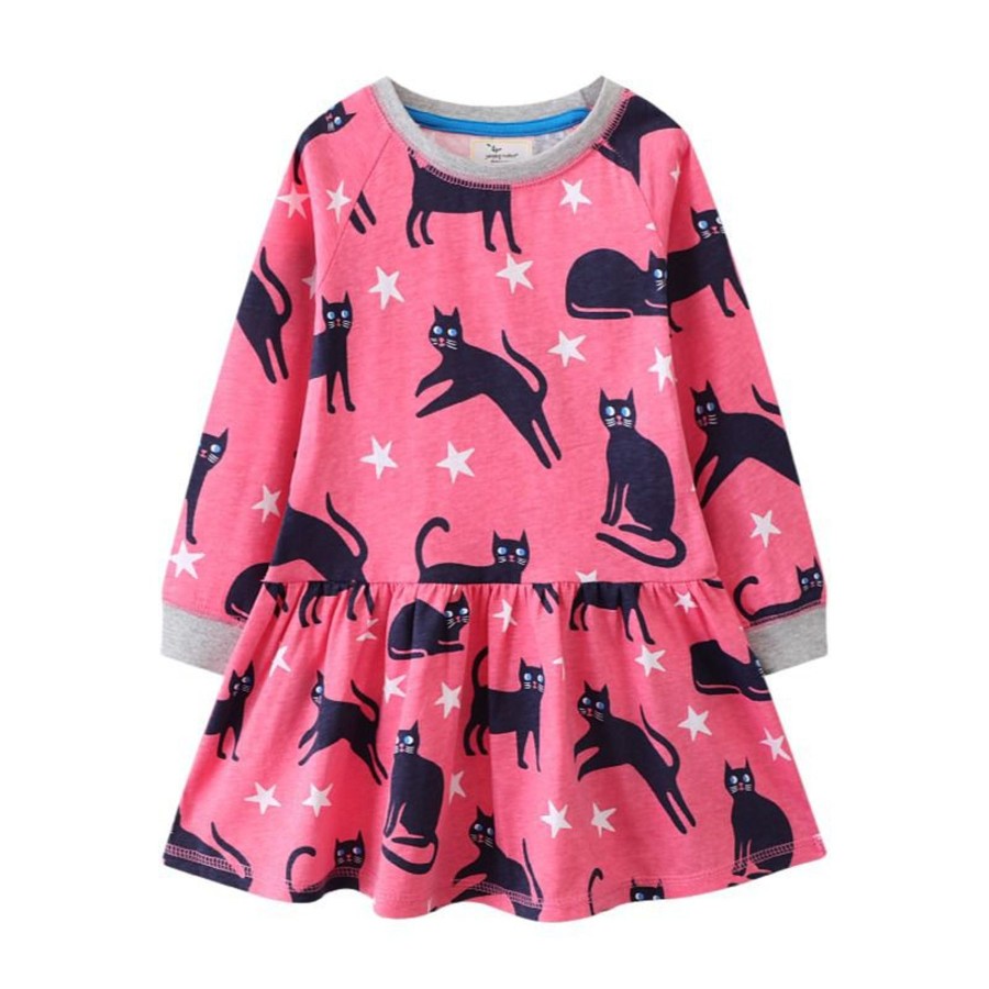 Kids Origami Doll | Meow Long Sleeve Cotton Girl Dress