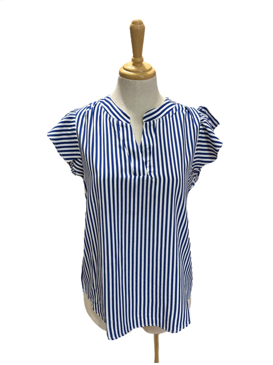 Women Origami Doll | Striped Notch Neck Top