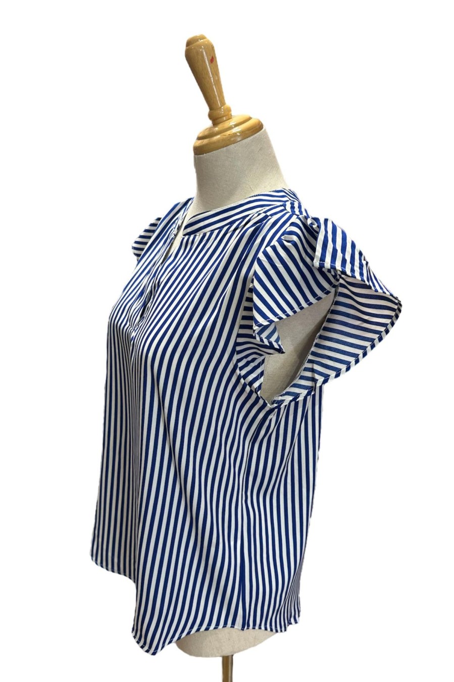 Women Origami Doll | Striped Notch Neck Top