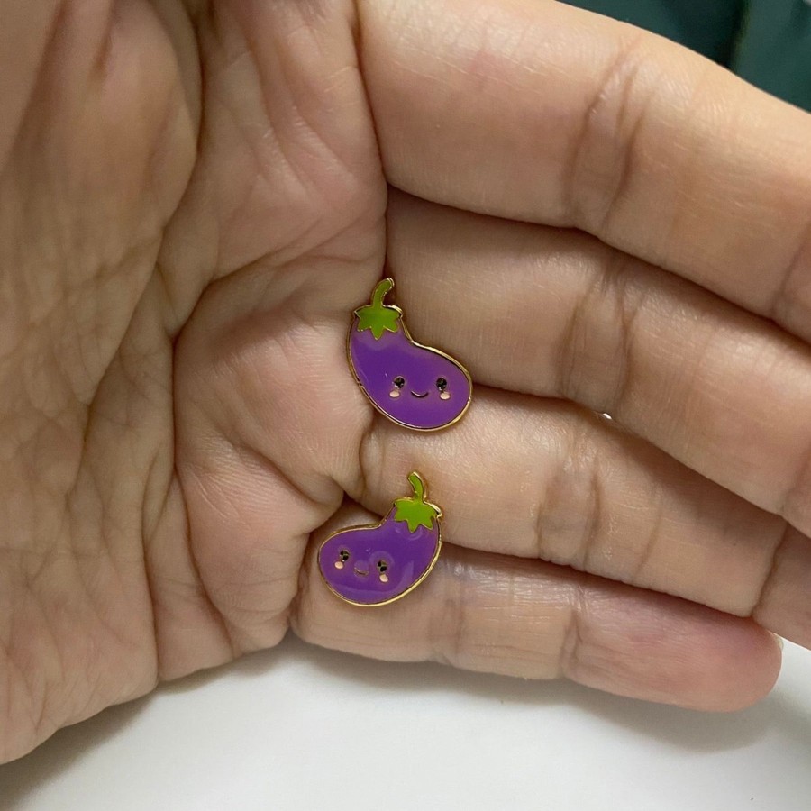 Jewellery Origami Doll | Eggplant Earring